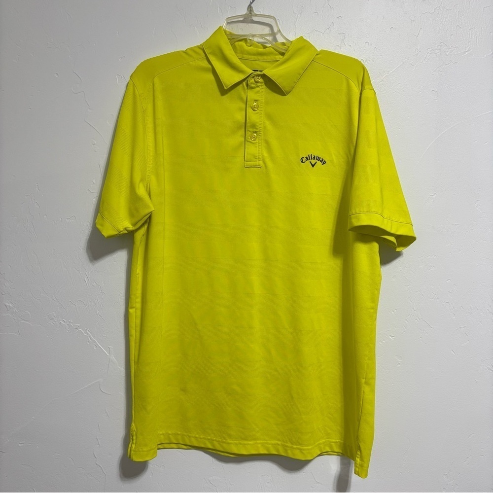 Callaway Opti Dri Men's Large Golf Short Sleeve Polo Shirt Yellow